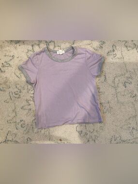 Full Tilt Lilac Tee with Gray Trim - Short Sleeve Kids Top